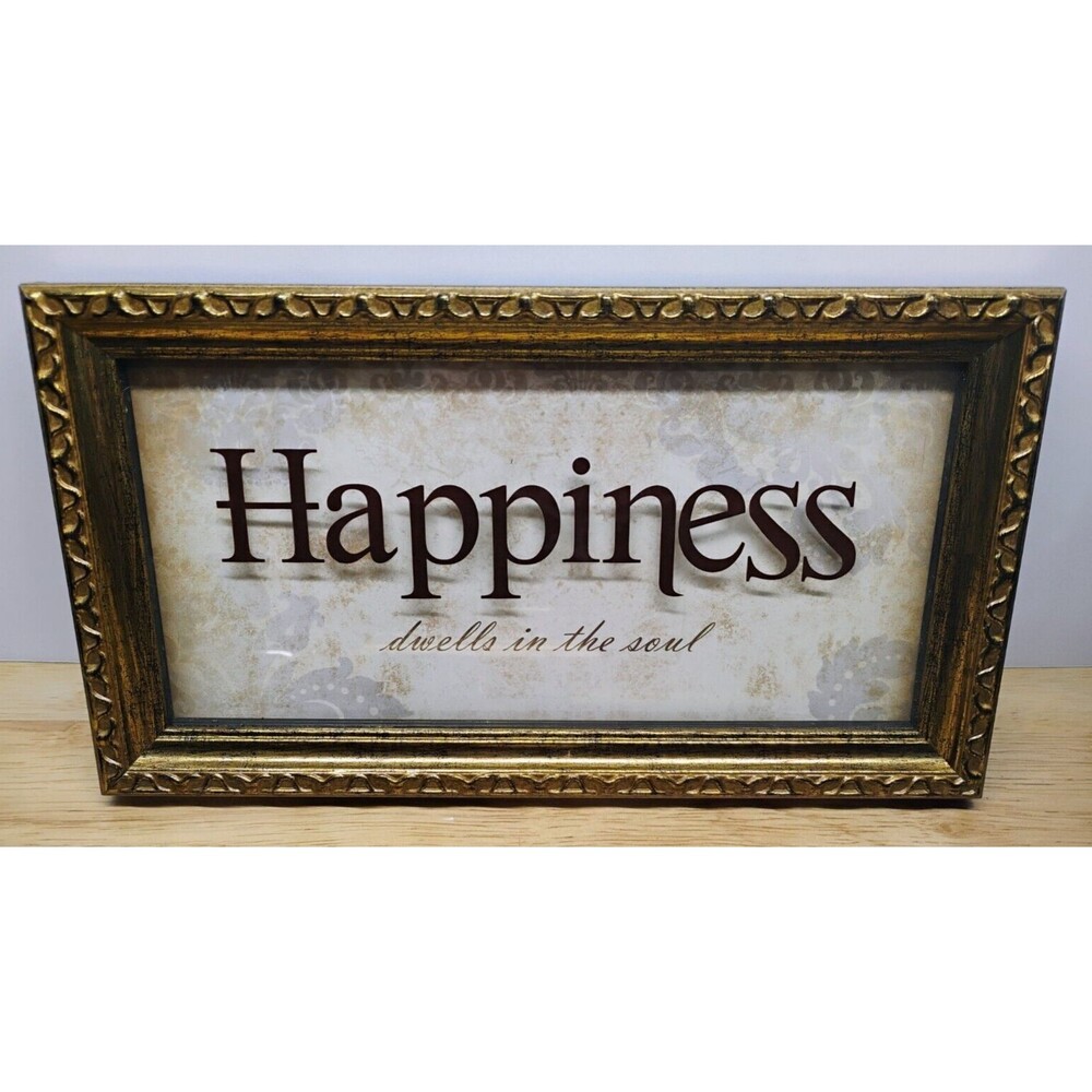 Happiness Dwells in the Soul Framed Wall Art Print Home Decor 11x6 At Home